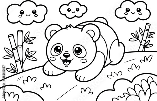 A cute tiger cub playing with a ball of yarn in a playful and adorable cartoon illustration