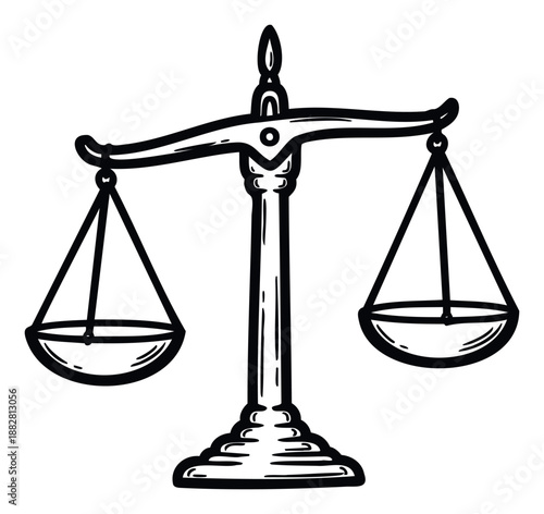 Classic balance scale representing justice, fairness, and equilibrium, ideal for legal presentations, educational content, or symbolic marketing materials