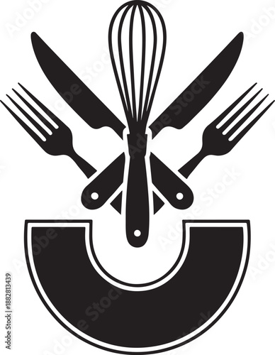 Kitchen Utensils Emblem Cooking Icon