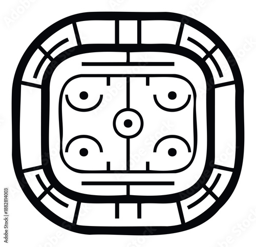 Overhead view of an ice hockey rink and stadium structure, perfect for sports event graphics, venue maps, or game related promotional materials