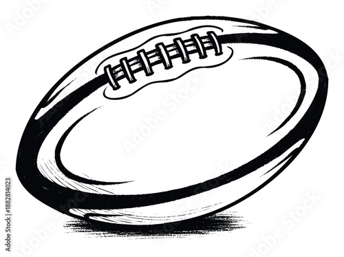 Energetic hand drawn American football graphic with a distinctive brush stroke texture, perfect for sports event promotions, team merchandise designs, and athletic competition branding