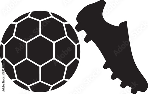 Soccer Ball and Shoe Kick Silhouette Football Sport Icon