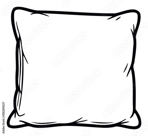 Simple black outline drawing of a soft comfortable pillow ideal for illustrating bedding designs bedroom decor and creating cozy sleep themed product graphics