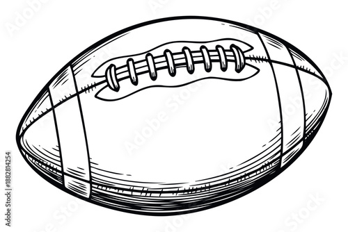 Classic handdrawn American football rendering perfect for sports enthusiasts, game day promotions, athletic event posters, and team spirit merchandise designs.