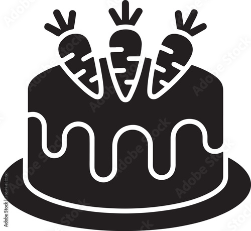 Carrot Cake Silhouette Dessert Easter Bakery Icon