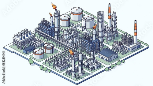 Industrial Oil Refinery Complex Aerial View.