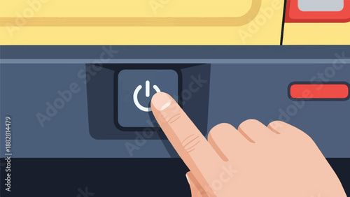 Finger presses power button on electronic device