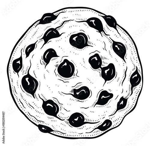 Classic sweet treat in a woodcut style perfect for pastry shop branding baking website visuals or comforting food related promotional materials and culinary projects.