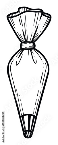 Empty piping bag ready for baking and pastry decoration, a fundamental kitchen tool used by home cooks and professional chefs for various culinary applications