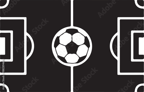 Soccer Field Top View with Ball Icon