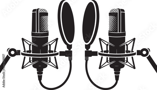 Podcast Studio Microphone Setup Stereo Recording Icon