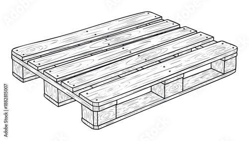Durable wooden pallet for warehouse logistics and transportation of goods, ideal for industrial supply chain illustrations or shipping material representations.
