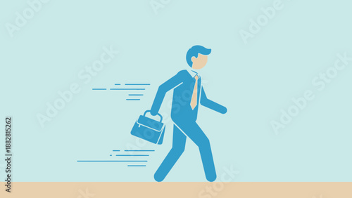 Business Traveler Hurrying with Briefcase Representing Speed and Progress in Daily Life