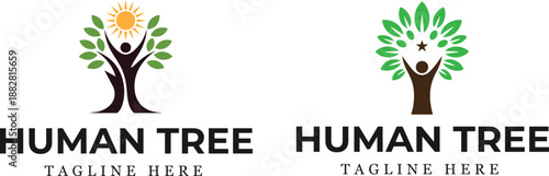 Creative family Human Tree Creative Concept Logo Design Template. Abstract eco human tree logo design vector template.