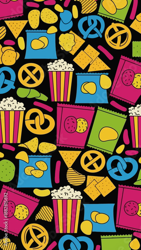 Colorful Assortment of Snacks and Treats for a Delicious and Festive Background Design