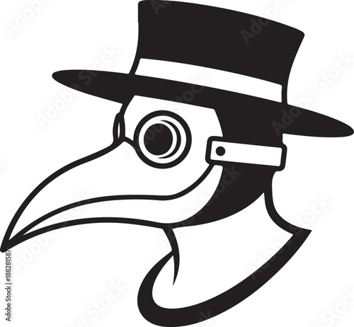 Plague Doctor Mask Hat Silhouette Vintage Medical Icon