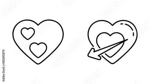 Love heart icons with arrow, symbolic design isolated on white background, Vector, illustration