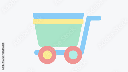 Colorful Shopping Cart Illustration For Online Retail and Purchasing Activities