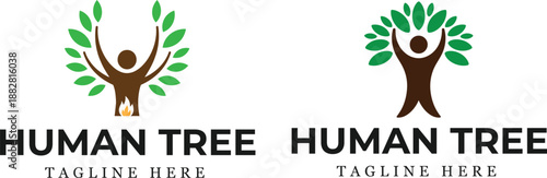 Creative family Human Tree Creative Concept Logo Design Template. Abstract eco human tree logo design vector template.