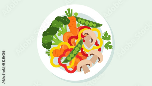 Colorful Vegetables Displayed on a White Plate for Healthy Eating and Nutrition