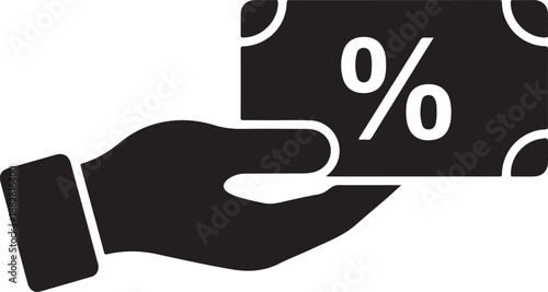 Hand Holding Discount Tag with Percent Symbol Sale Promotion Icon