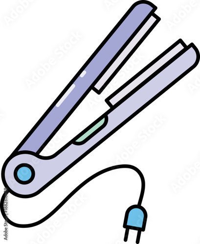 Hair straighten tool with outline illustration