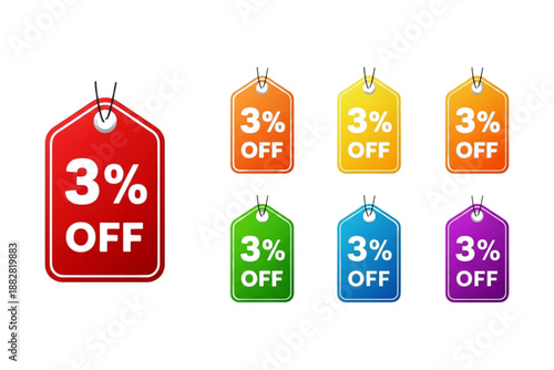 colorful sale tags 3% off