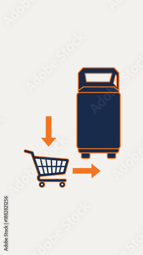 Conceptual Illustration Depicting Delivery and Procurement Processes with Shopping Cart and