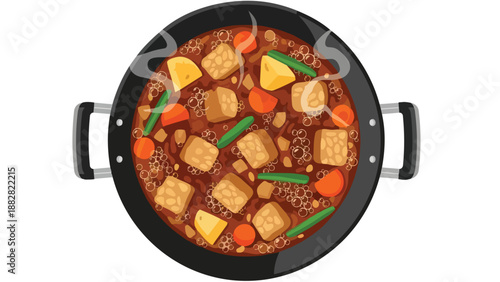 Vibrant vegetable and protein stew simmering in a pot, creating a warming, flavorful meal