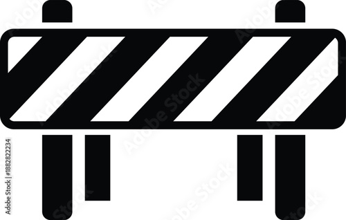 Black and white diagonal striped construction barrier traffic barrier safety barrier