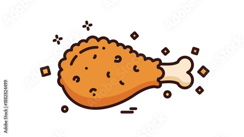 Crispy Fried Chicken Leg Illustration With A Delicious Appeal Isolated On White Background