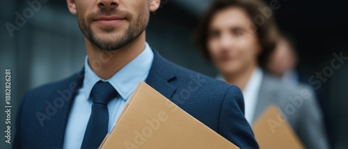 Wallpaper Mural Professional business meeting with focused individuals carrying documents in a modern office Torontodigital.ca