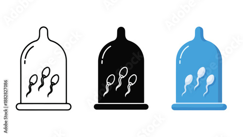 Sperm under different conditions. Flat Design Icon. Vector icon set. Modern style icon. Glyph and solid icon set. Icon vector. line icon set. Clipart