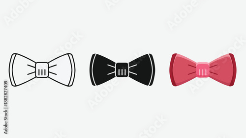 Three bow tie designs. Flat Design Icon. Vector icon set. Modern style icon. Glyph and solid icon set. Icon vector. line icon set. Clipart
