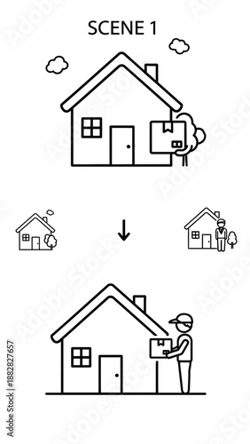 Delivery Dynamics: Sequential Depiction of Package Arrival and Person-to-Person Exchange