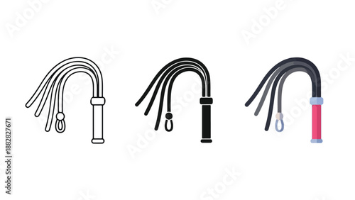 Three jump ropes with different handles. Flat Design Icon. Vector icon set. Modern style icon. Glyph and solid icon set. Icon vector. line icon set. Clipart