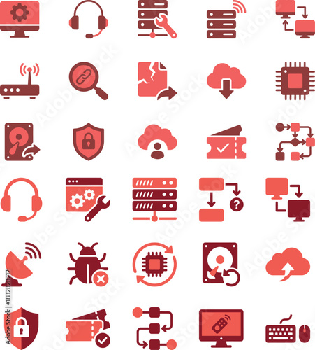 Comprehensive Collection of Technology and Network Security Icons.