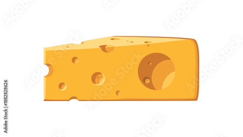 Yellow cheese wedge with holes, a delicious food illustration, vector graphic