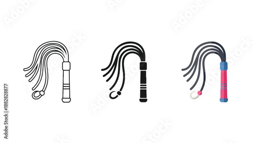 Three jump ropes with different handles. Flat Design Icon. Vector icon set. Modern style icon. Glyph and solid icon set. Icon vector. line icon set. Clipart