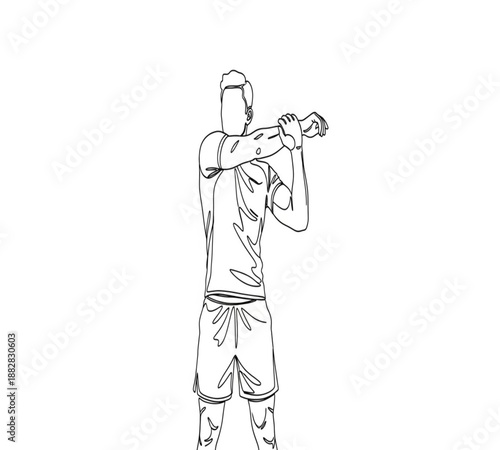 Sketch of a man performing a dumbbell exercise showing proper form and muscle engagement