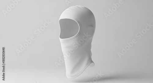 White Balaclava Mask on White Background.