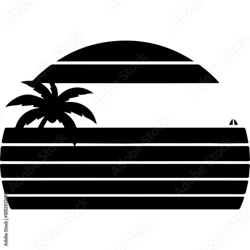 Tropical Beach Sunset Silhouette