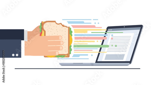 Digital Snack: Laptop and Sandwich Fusion Illustrating Data Transfer and Modern Concepts