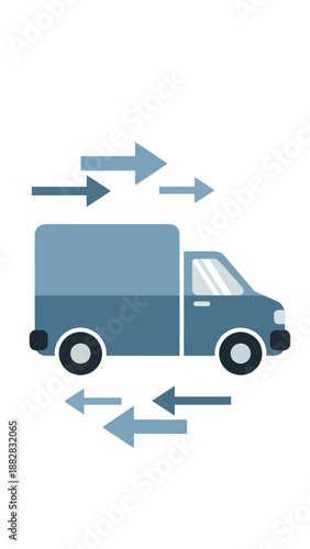 Digitally Crafted Delivery Van Illustration Depicting Movement and Transportation Processes