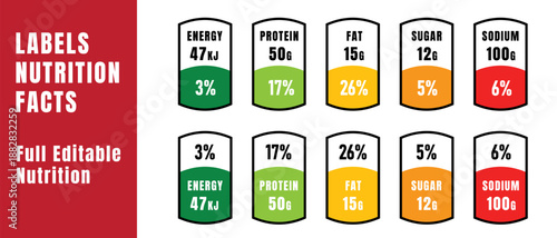 Labels nutrition facts information and ingredient information Vector set label, Nutrition facts, Supplement facts