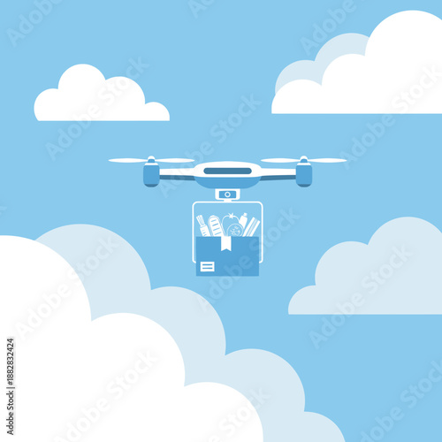 Drone Delivering Groceries: Modern Aerial Logistics and Technological Advancement in Sky