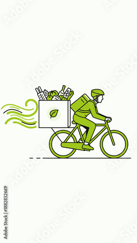 Eco-Friendly Courier Delivers Fresh Groceries On Bicycle, Promoting Sustainable Living Solutions