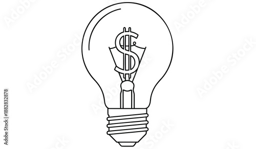 Light bulb with dollar sign inside symbolizing innovative business ideas and financial growth