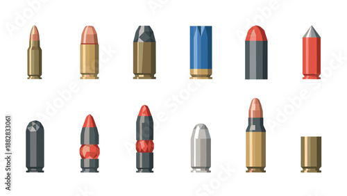 Set of different bullet types in flat design for graphic use
