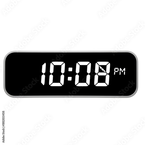 Digital clock displaying 10 -08 PM with a sleek black background.